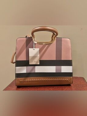 NWT Le Bag plaid vegan purse